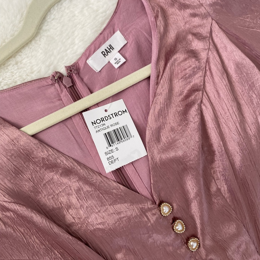 NWT Rahi Luster Cutout Mini Dress in Antique Rose | Metallic Pink | Nordstrom - Picture 8 of 16